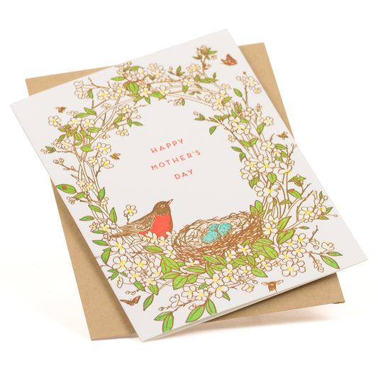 Card: Mother's Day Robin Bird Nest