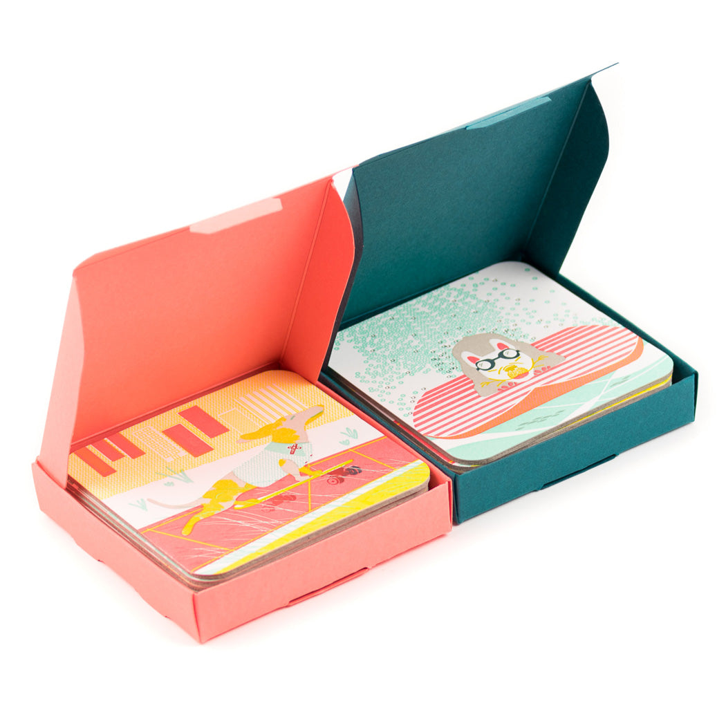 Coaster: Dog Days of Summer (Set of 8, 4 designs)