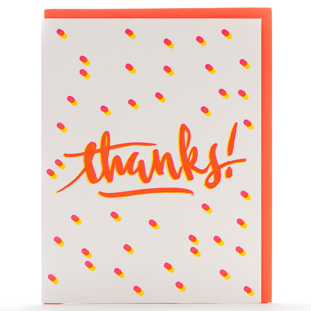 Card: Thanks Calligraphy Dots
