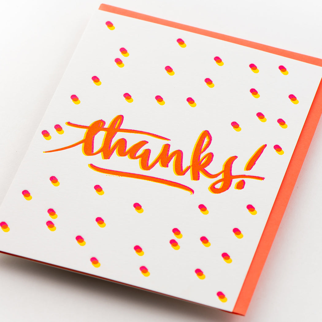 Card: Thanks Calligraphy Dots