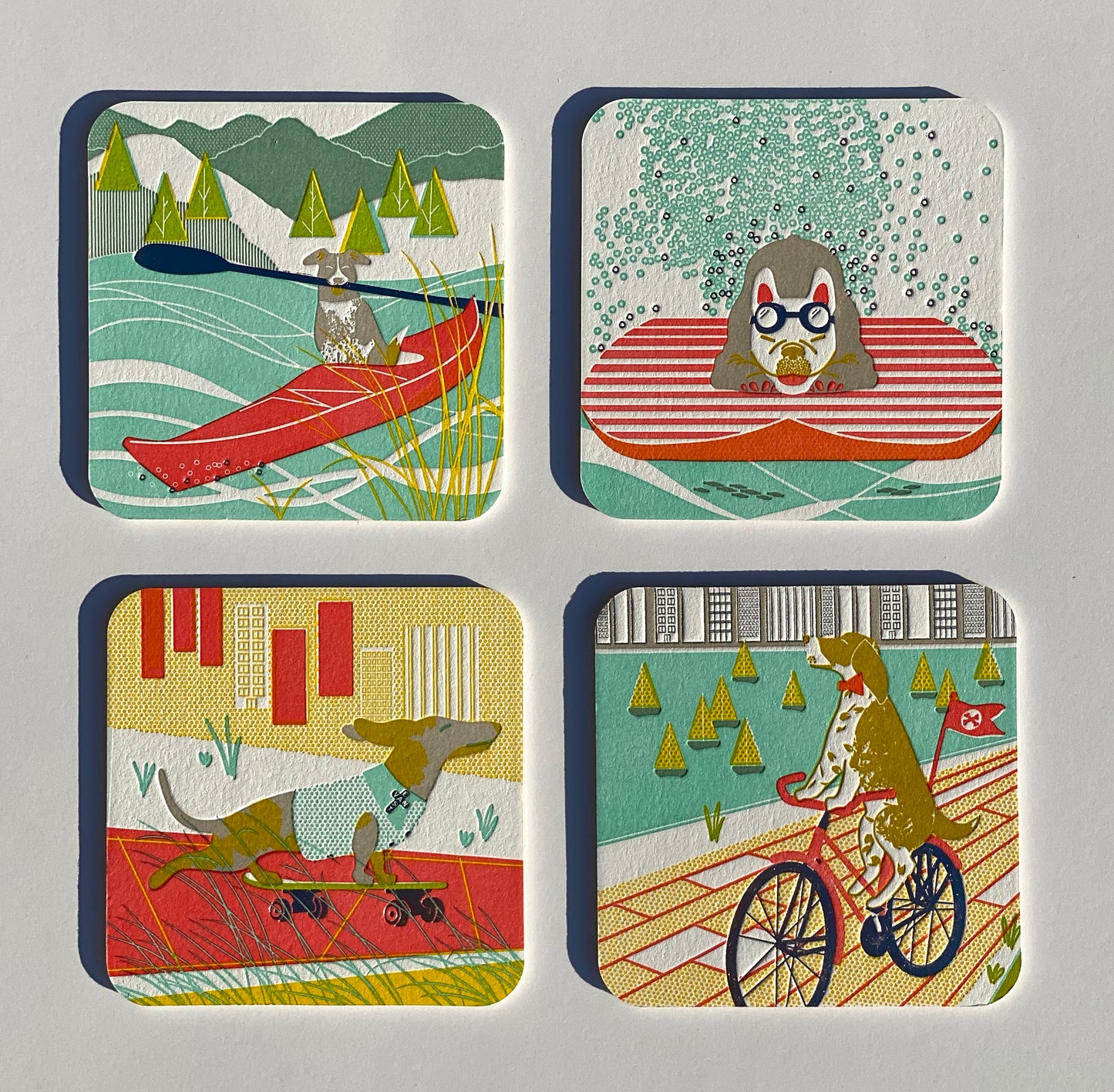 Coaster: Dog Days of Summer (Set of 8, 4 designs)