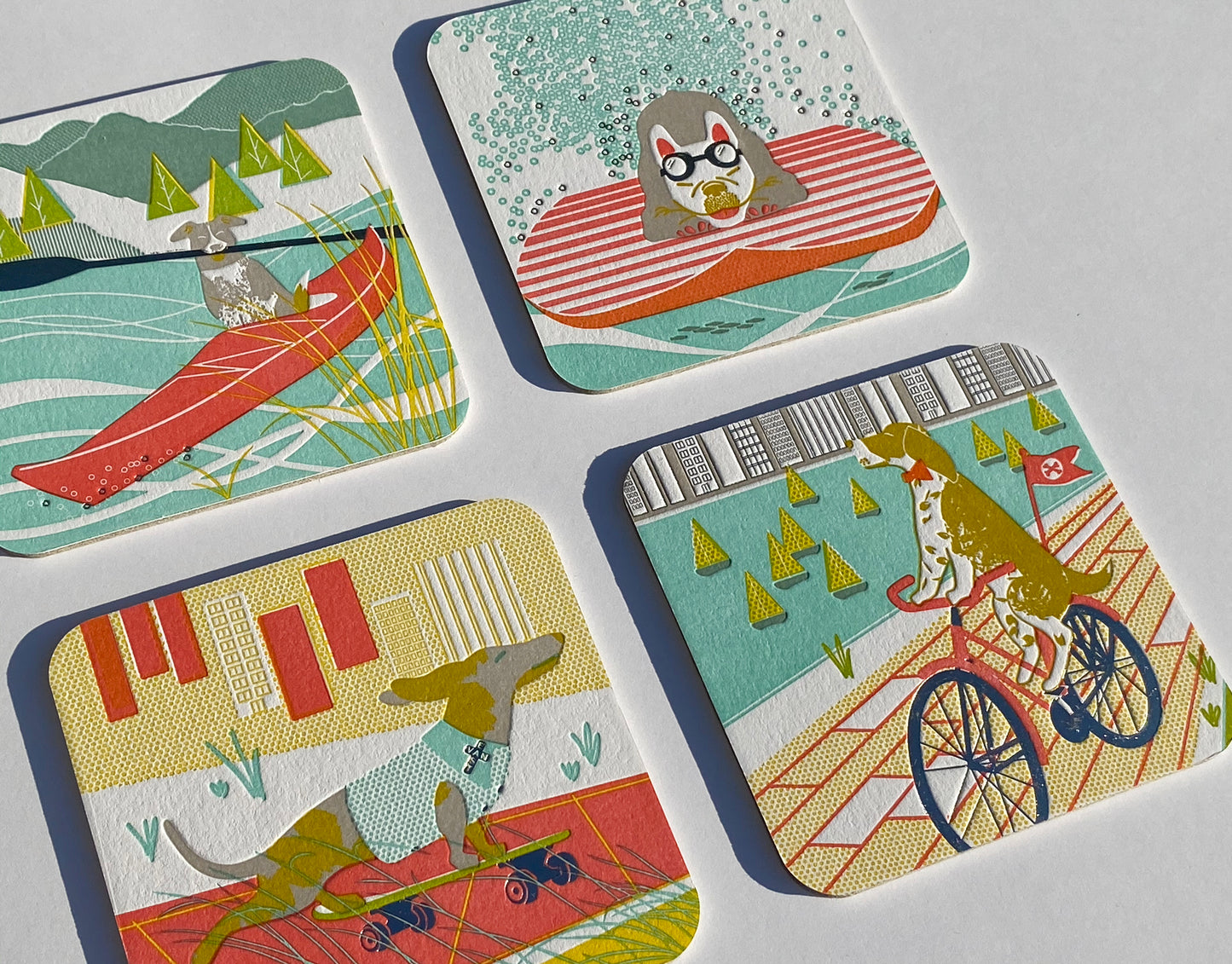 Coaster: Dog Days of Summer (Set of 8, 4 designs)