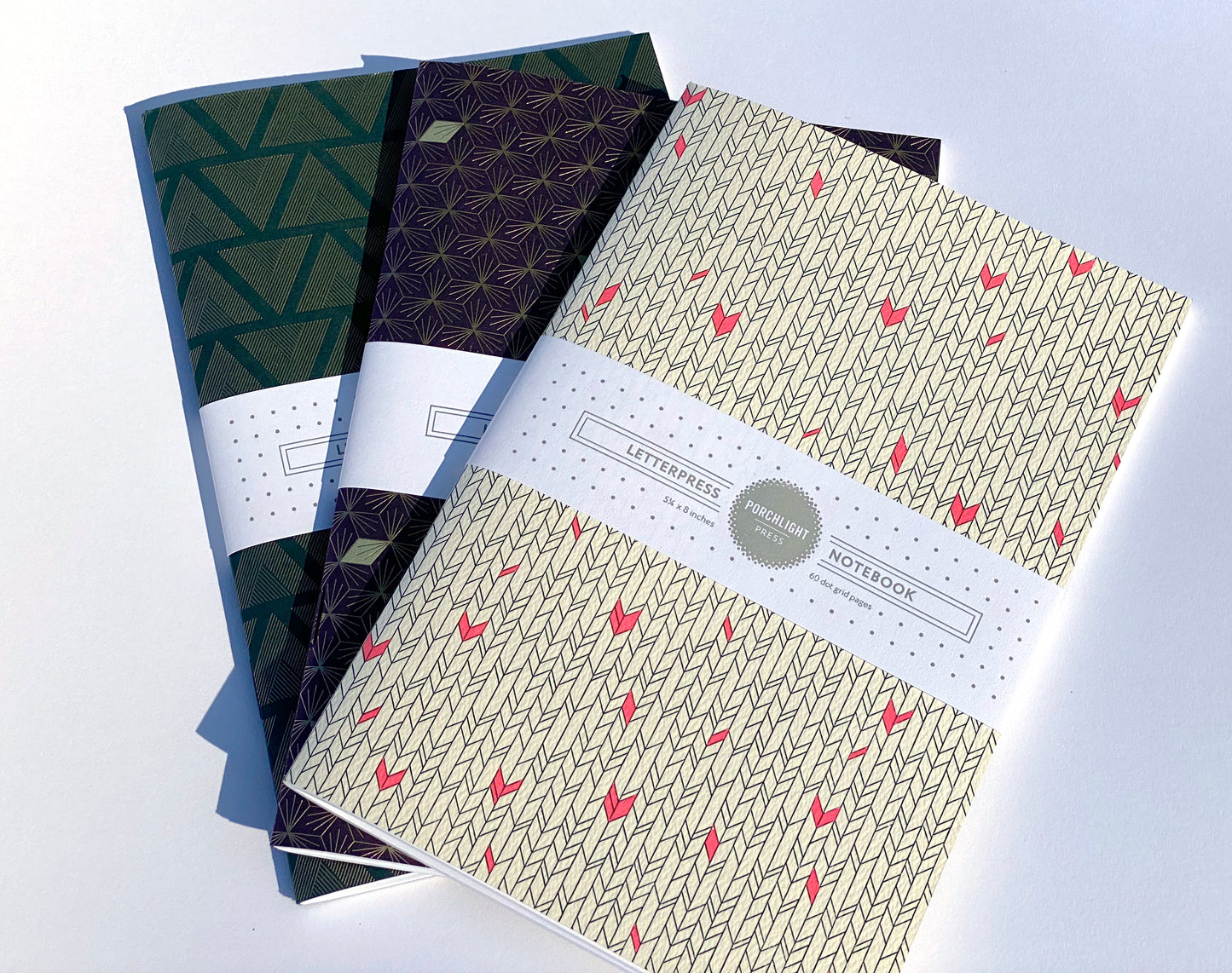 Notebook: Graphic Series - Pink Green Chevron Letterpress Large Notebook