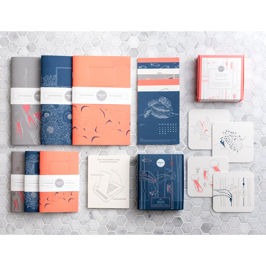Notebook: Aquatic Series - Sea Anemone Letterpress Large Notebook