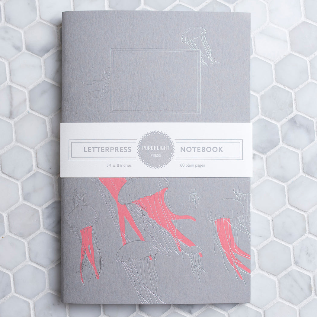 Notebook: Aquatic Series - Jellyfish Letterpress Large Notebook