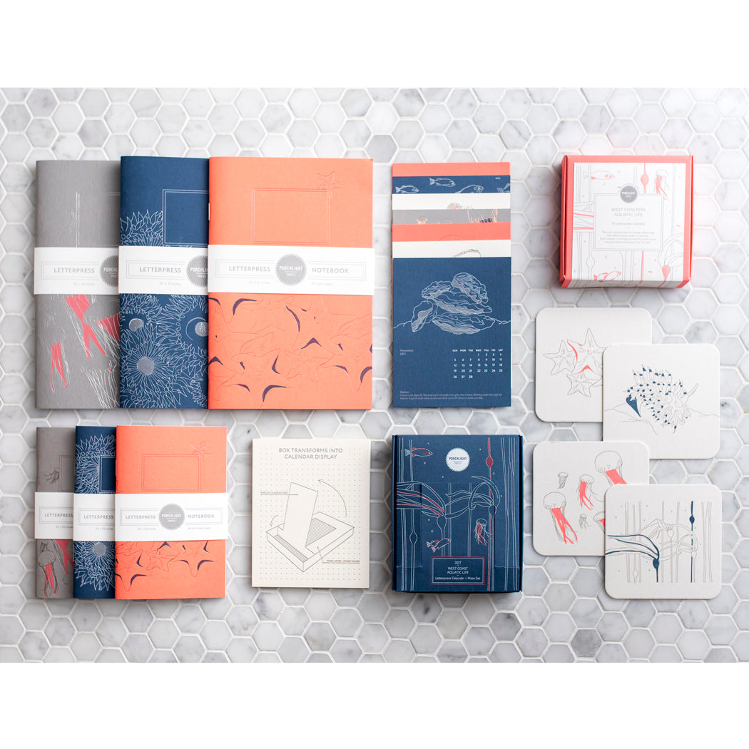 Notebook: Aquatic Series - Jellyfish Letterpress Large Notebook