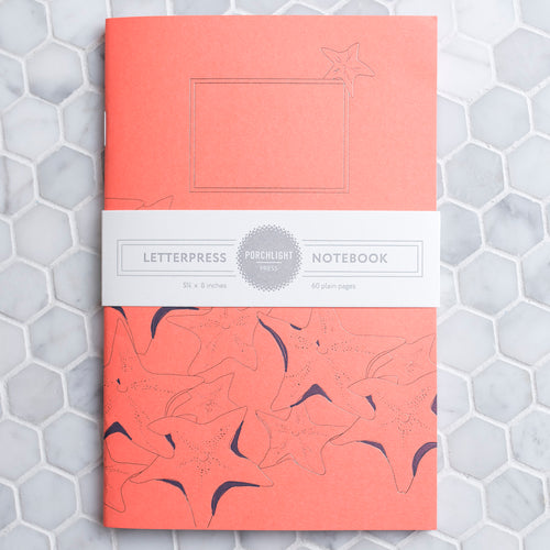 Notebook: Aquatic Series - Starfish Letterpress Large Notebook