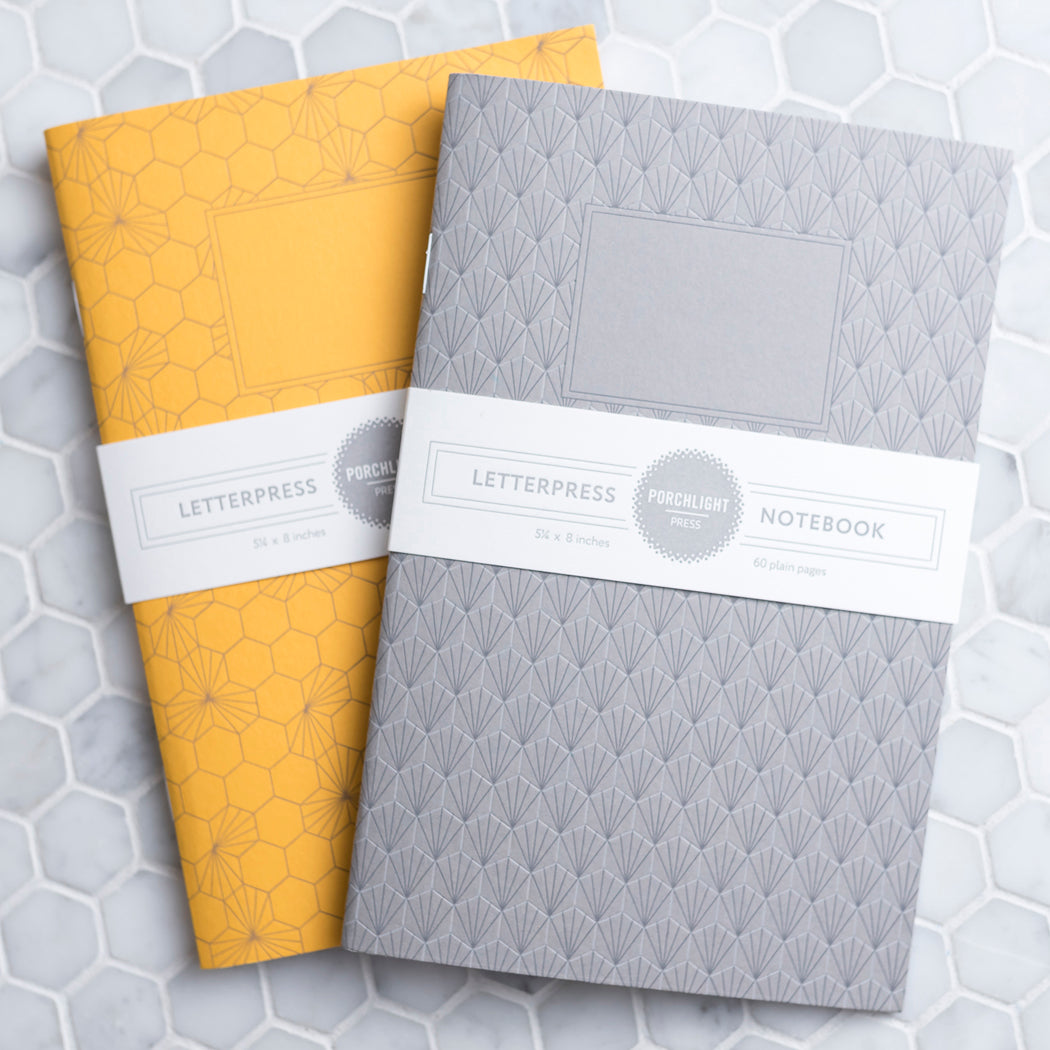 Notebook: Geometric Series I - Deco I Matte Letterpress Large Notebook
