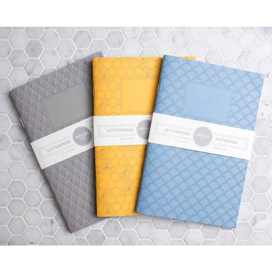 Notebook: Geometric Series I - Deco I Matte Letterpress Large Notebook