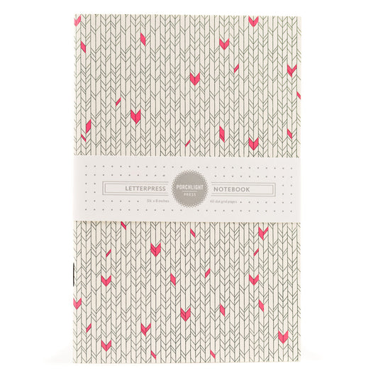 Notebook: Graphic Series - Pink Green Chevron Letterpress Large Notebook