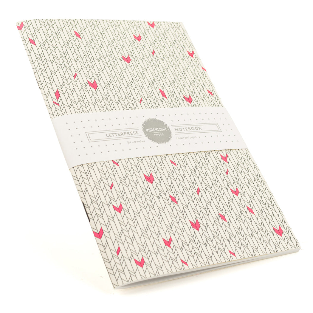 Notebook: Graphic Series - Pink Green Chevron Letterpress Large Notebook