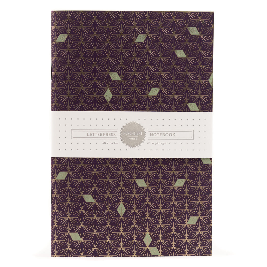 Notebook: Graphic Series - Purple Diamonds Foil Letterpress Large Notebook