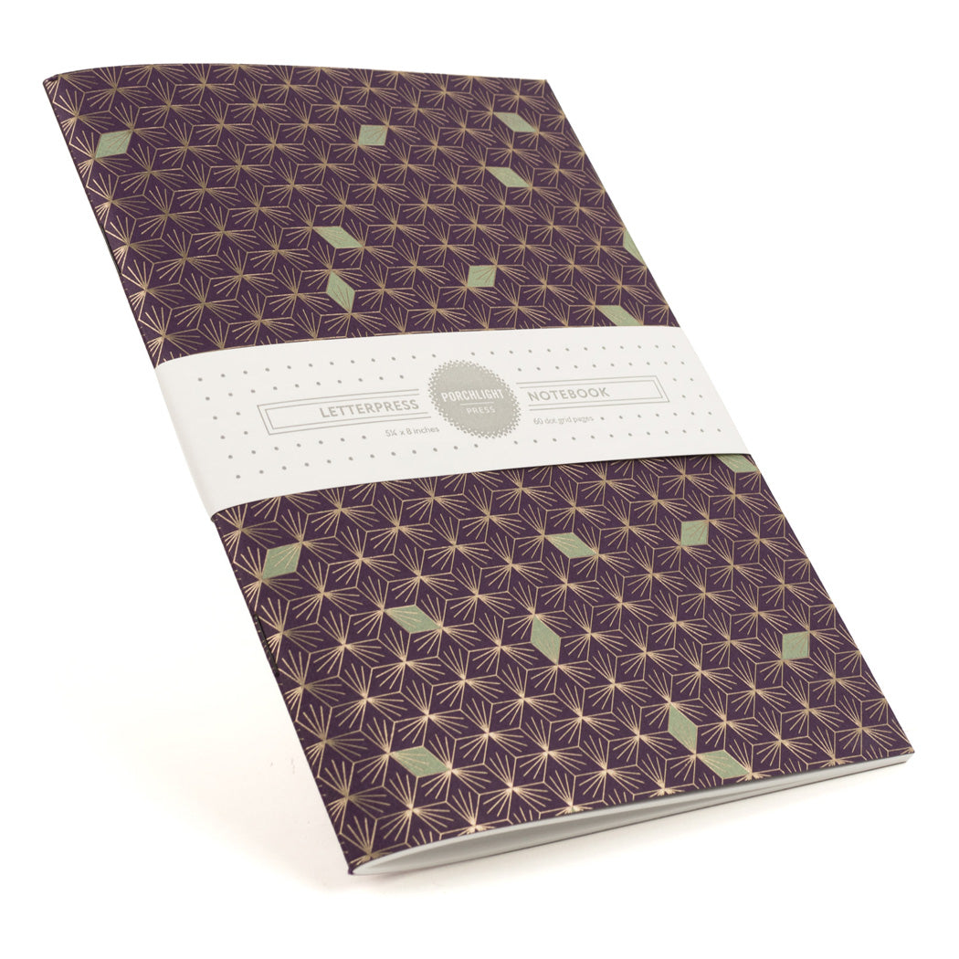 Notebook: Graphic Series - Purple Diamonds Foil Letterpress Large Notebook