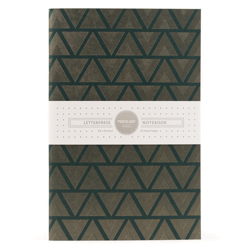 Notebook: Graphic Series - Hunter Green Triangles Foil Letterpress Large Notebook