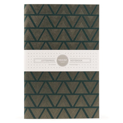 Notebook: Graphic Series - Hunter Green Triangles Foil Letterpress Large Notebook