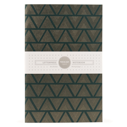 Notebook: Graphic Series - Hunter Green Triangles Foil Letterpress Large Notebook