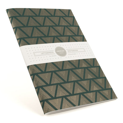 Notebook: Graphic Series - Hunter Green Triangles Foil Letterpress Large Notebook