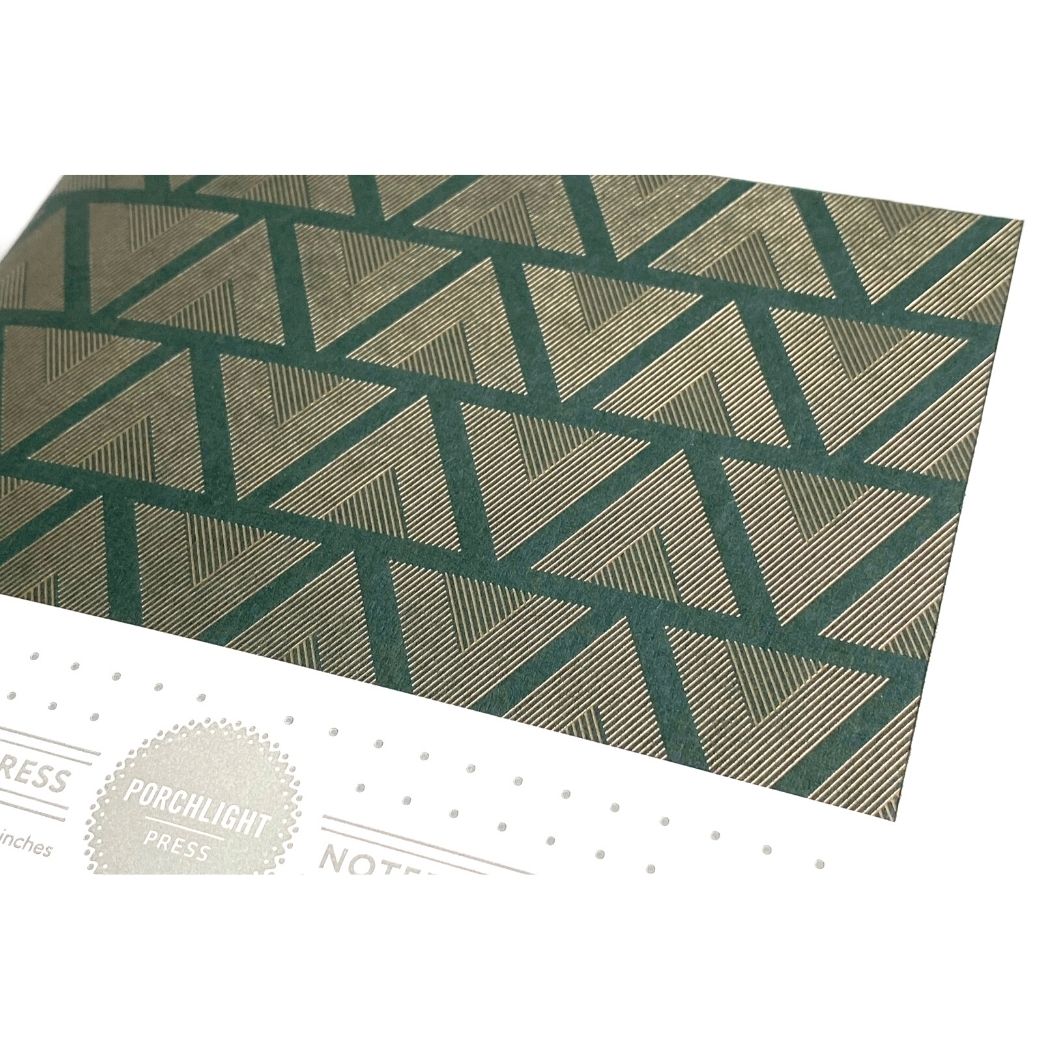 Notebook: Graphic Series - Hunter Green Triangles Foil Letterpress Large Notebook