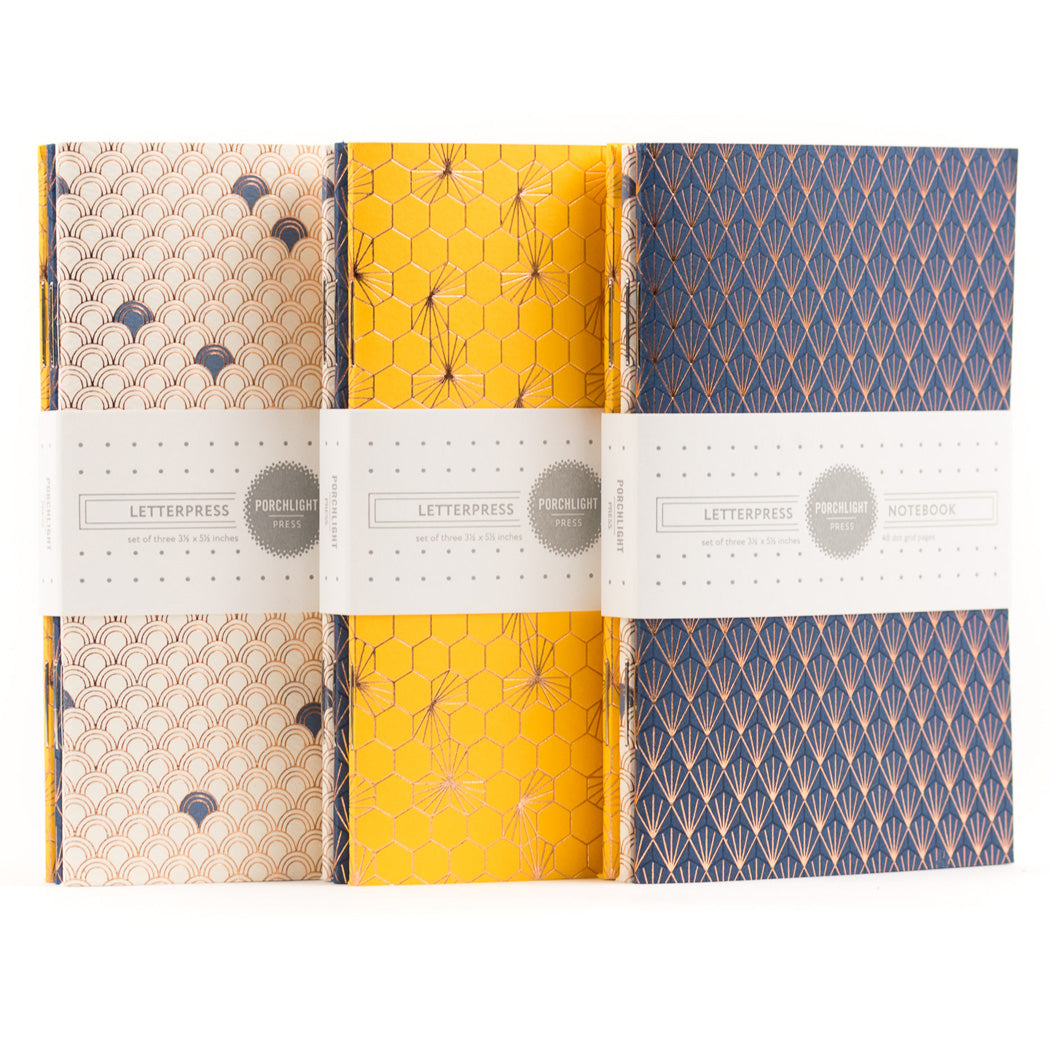Notebook: Geometric II Series - Foil Pocket Notebooks (Set of 3)