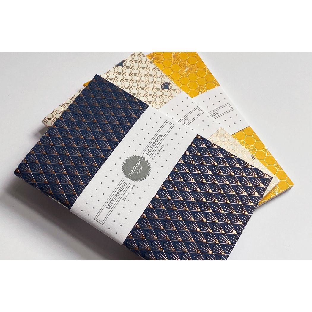 Notebook: Geometric II Series - Foil Pocket Notebooks (Set of 3)