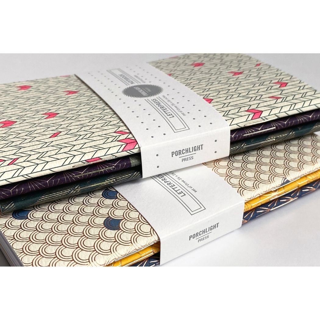 Notebook: Geometric II Series - Foil Pocket Notebooks (Set of 3)