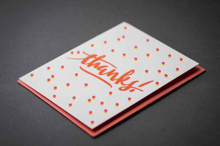 Card: Thanks Calligraphy Dots