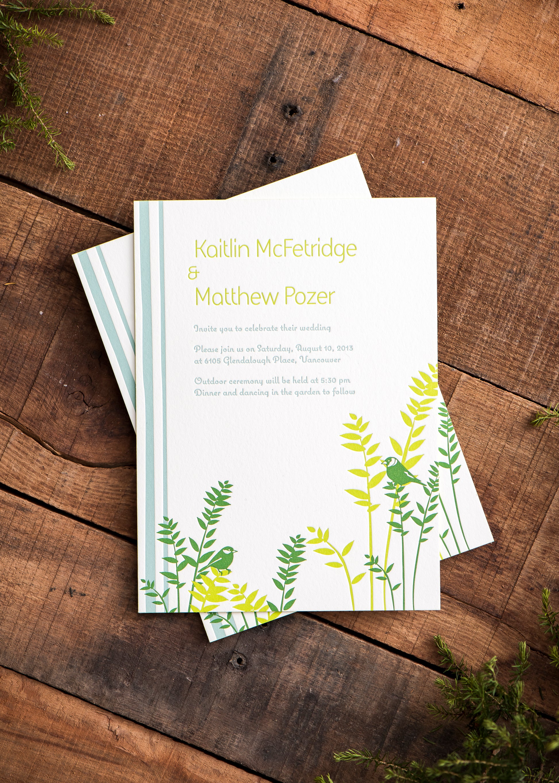 Porchlight Press Letterpress Wedding Invitation