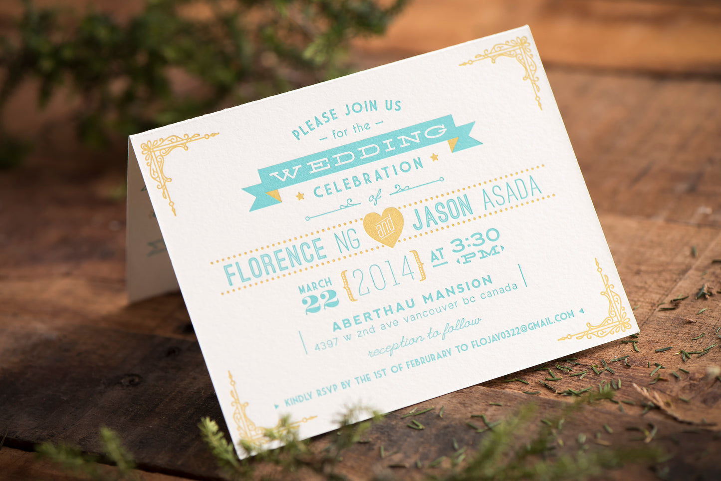Porchlight Press Letterpress Wedding Invitation