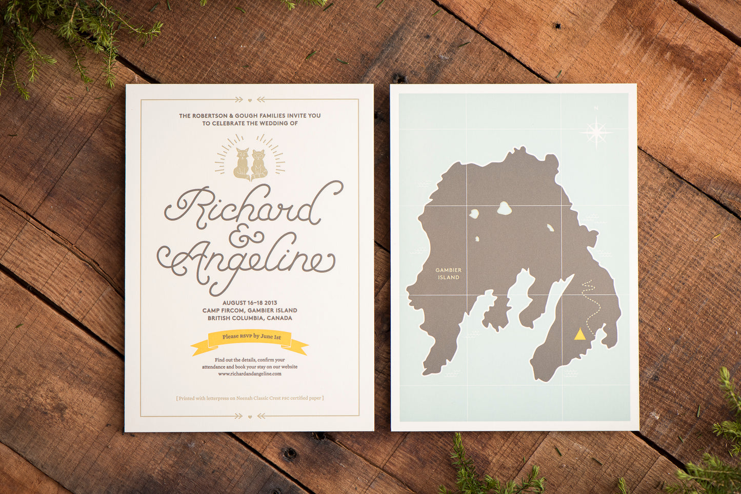 Porchlight Press Letterpress Wedding Invitation