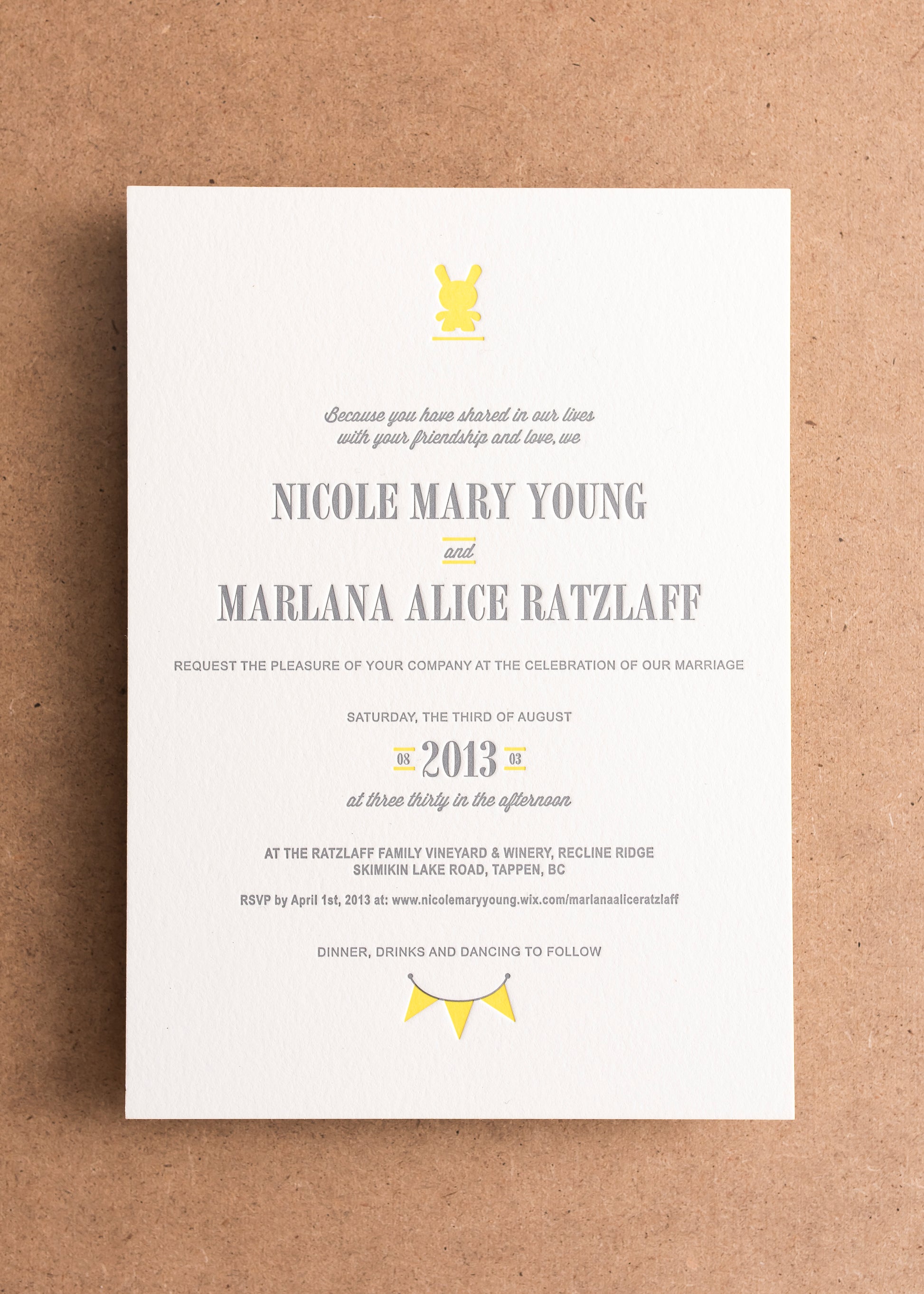 Porchlight Press Letterpress Wedding Invitation