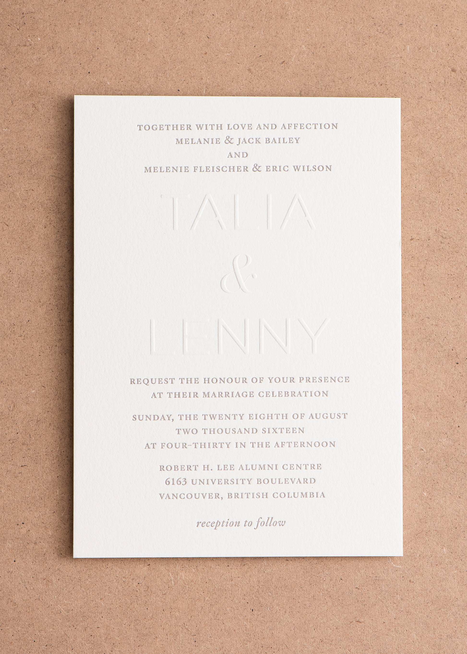 Porchlight Press Letterpress Wedding Invitation
