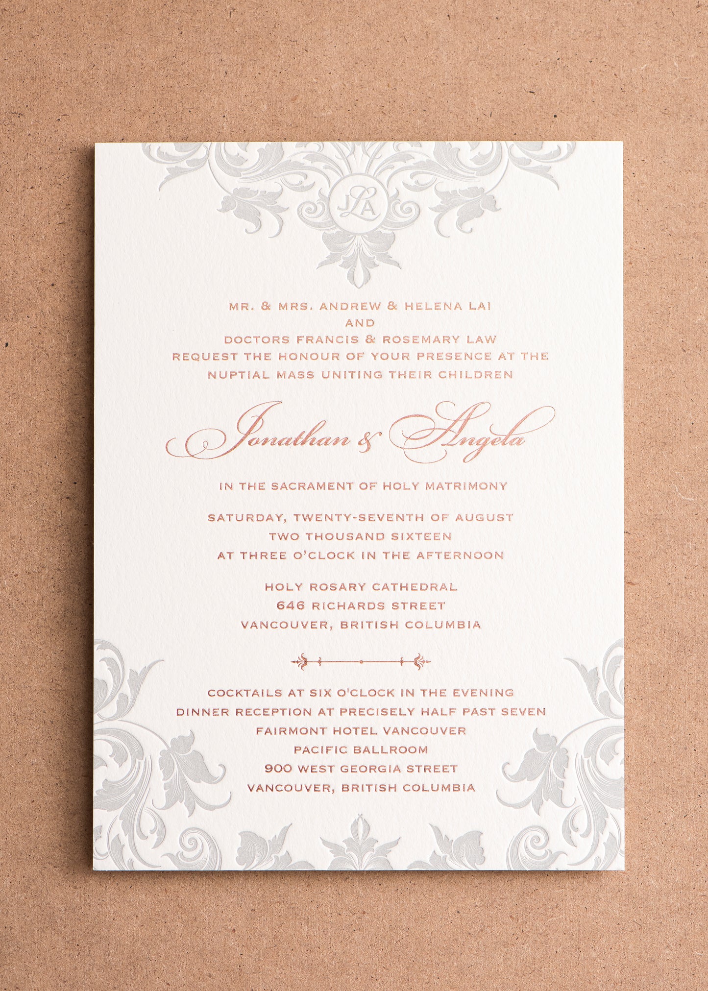 Porchlight Press Letterpress Wedding Invitation