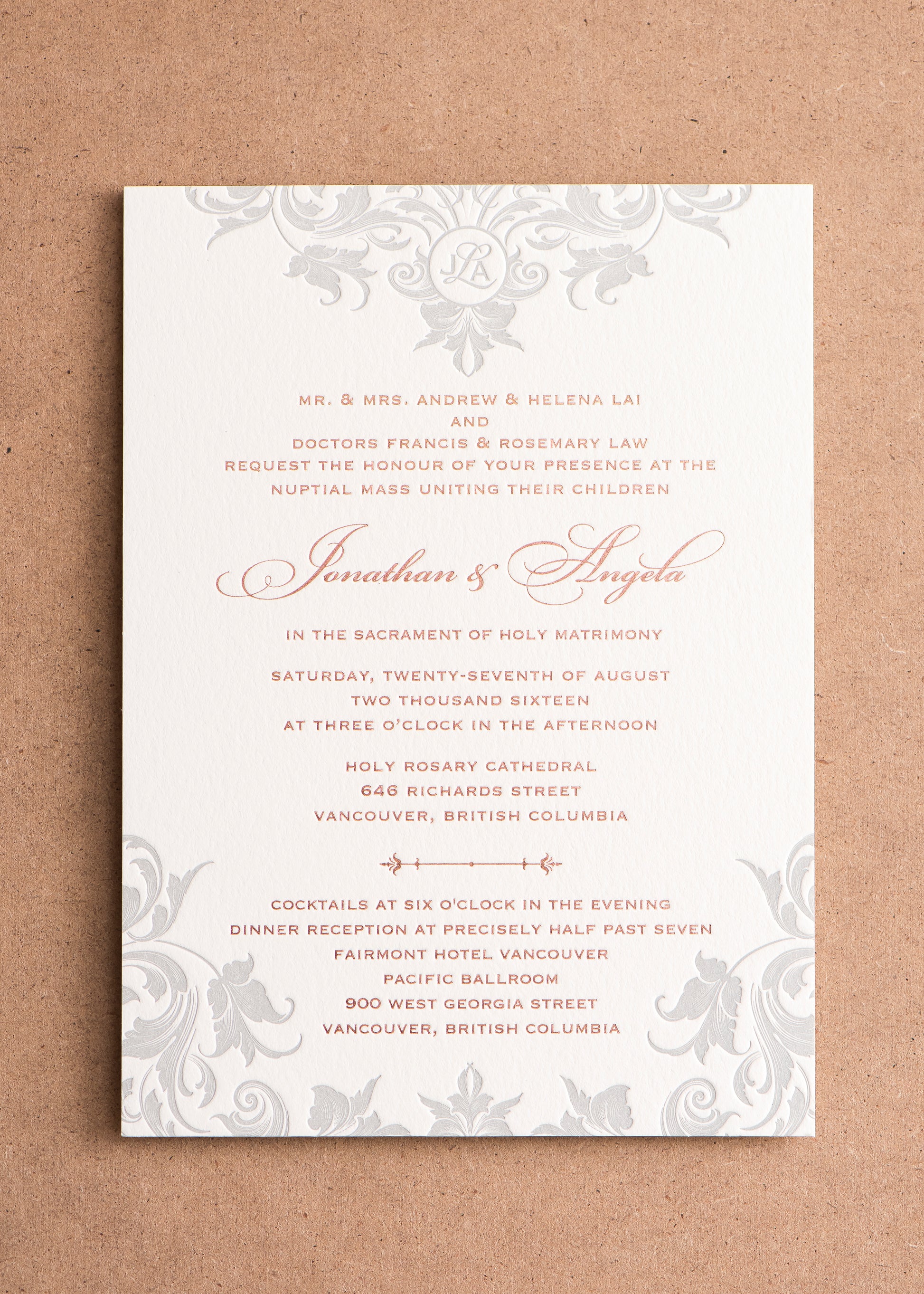 Porchlight Press Letterpress Wedding Invitation