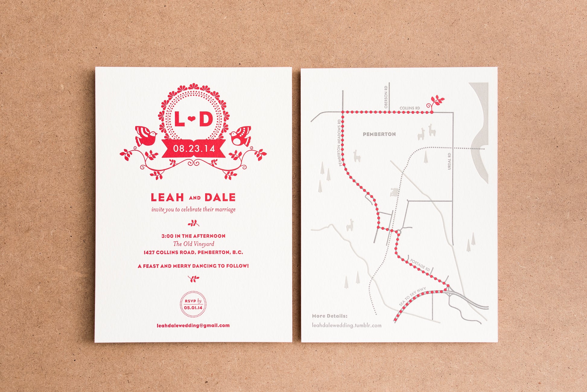 Porchlight Press Letterpress Wedding Invitation