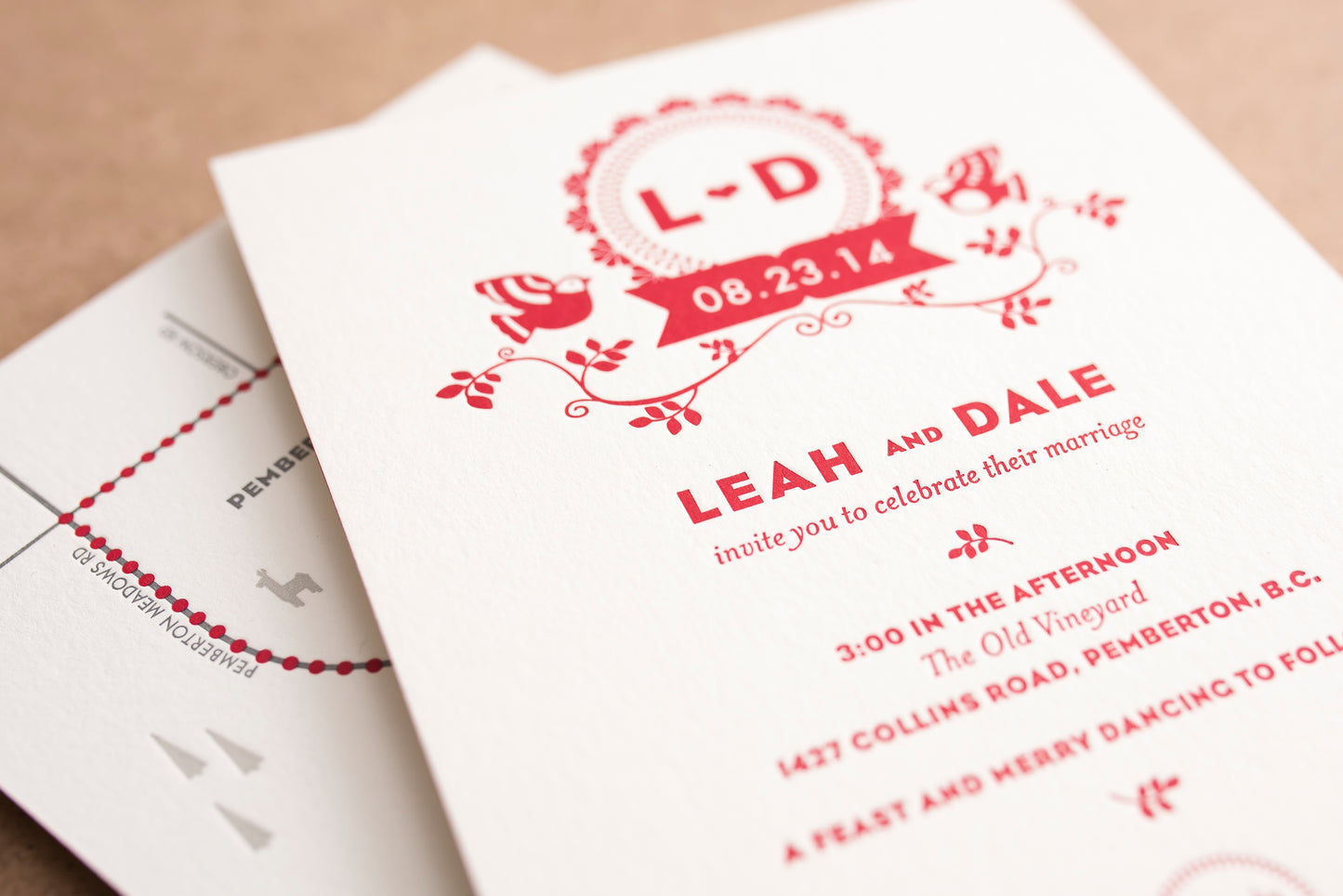 Porchlight Press Letterpress Wedding Invitation