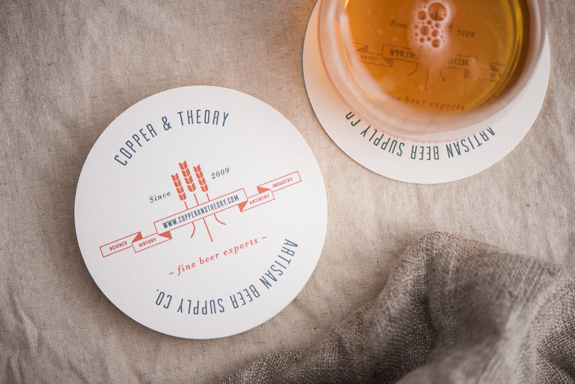 Porchlight Press Copper Theory Letterpress Coaster