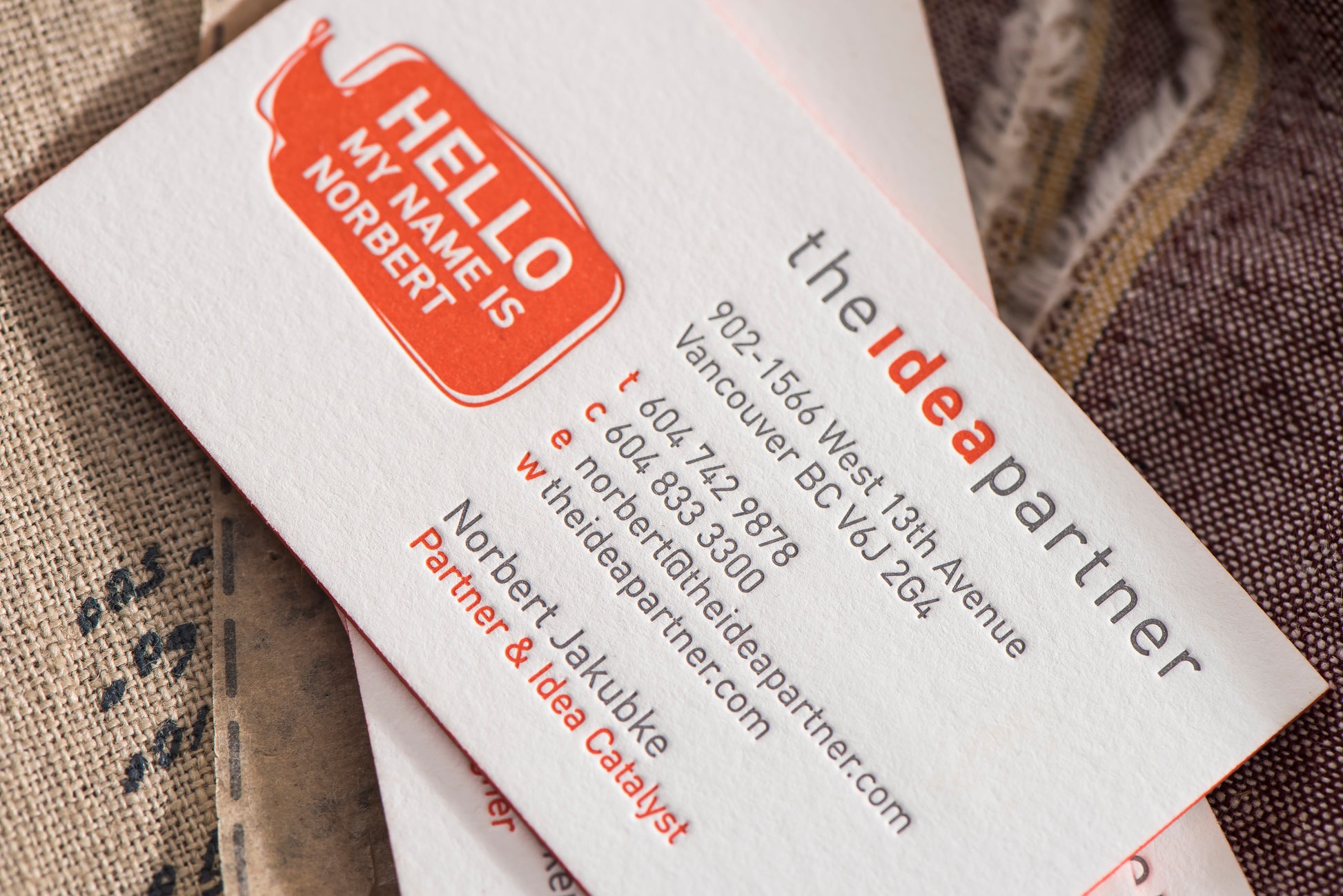 Porchlight Press The Idea Partner Letterpress Business Card