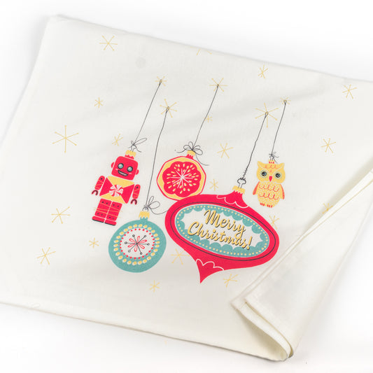 Tea Towel: Holiday_Retro Ornaments