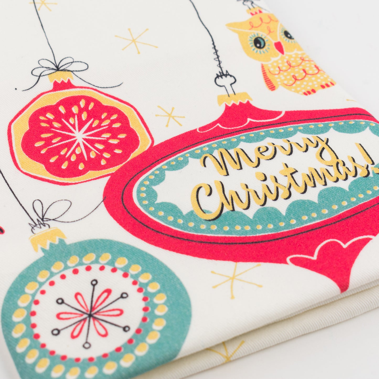 Tea Towel: Holiday_Retro Ornaments