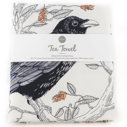 Tea Towel: Common Raven - Nature Bird Series